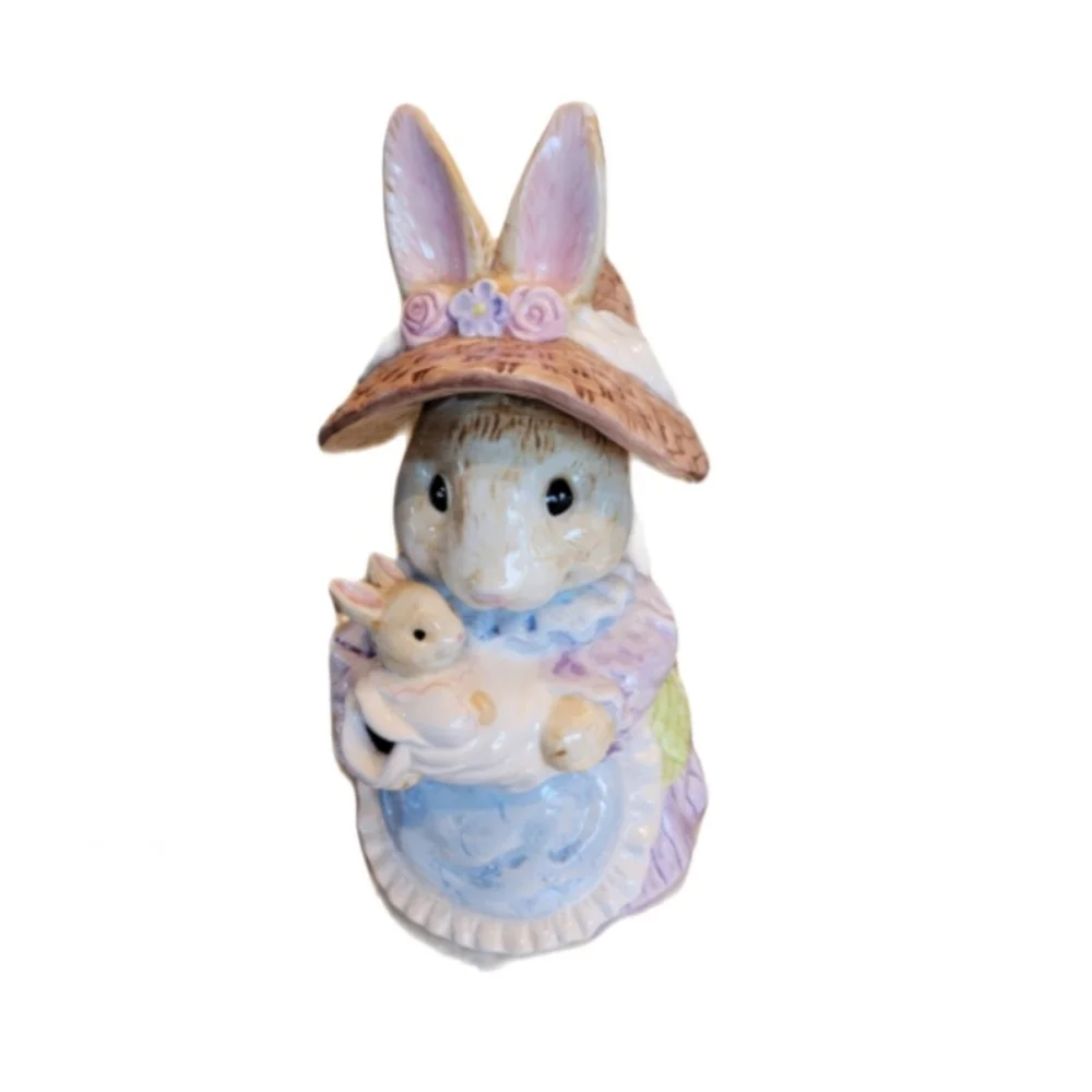 Fitz and Floyd Bunny Hollow Tea Pot With Lid Rabbits Garden Hand-Painted